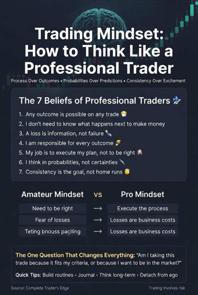how to think like a professional trader infographic