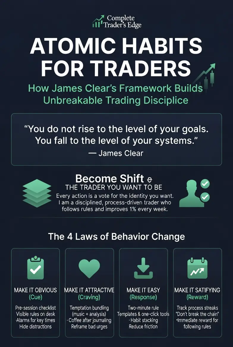 Atomic Habits for Traders Infographic