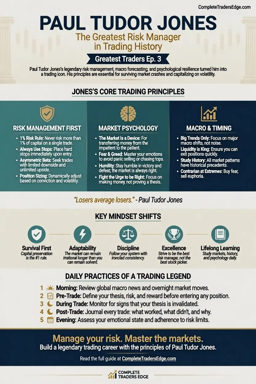 Paul Tudor Jones risk management principles infographic