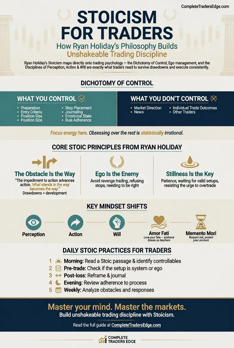 Stoicism for Traders How Ryan Holiday Infographic