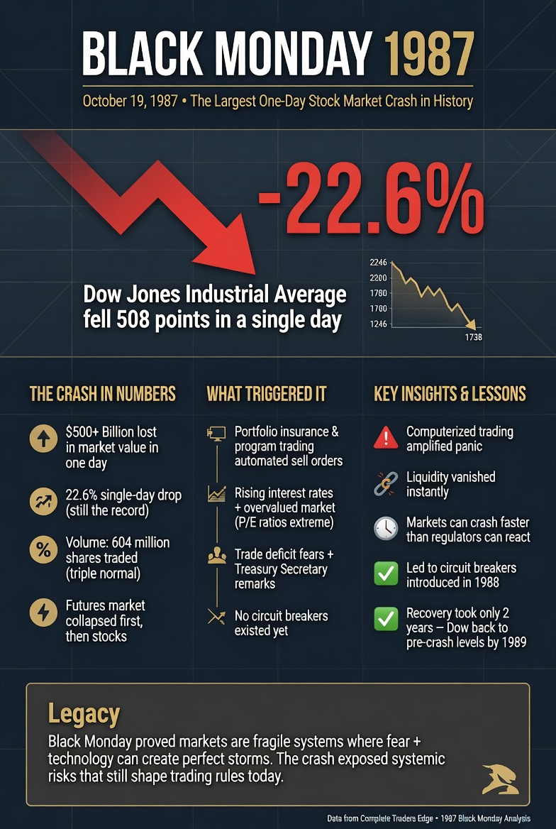 Black Monday 1987 Stock Crash Infographic