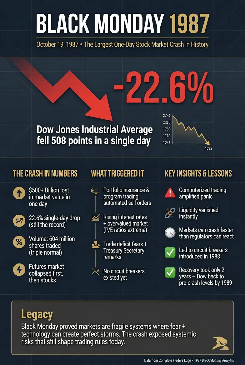 Black Monday 1987 Stock Crash Infographic