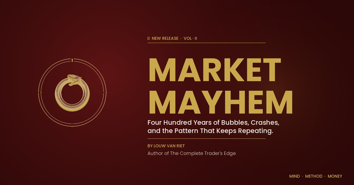 Market Mayhem book by Louw van Riet — Four Hundred Years of Bubbles, Crashes, and the Pattern That Keeps Repeating