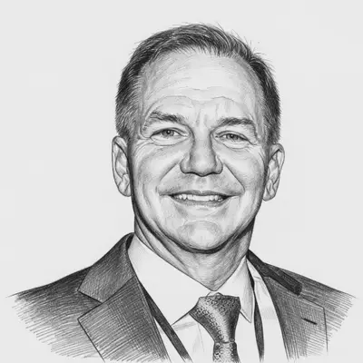 Pencil sketch of Paul Tudor Jones