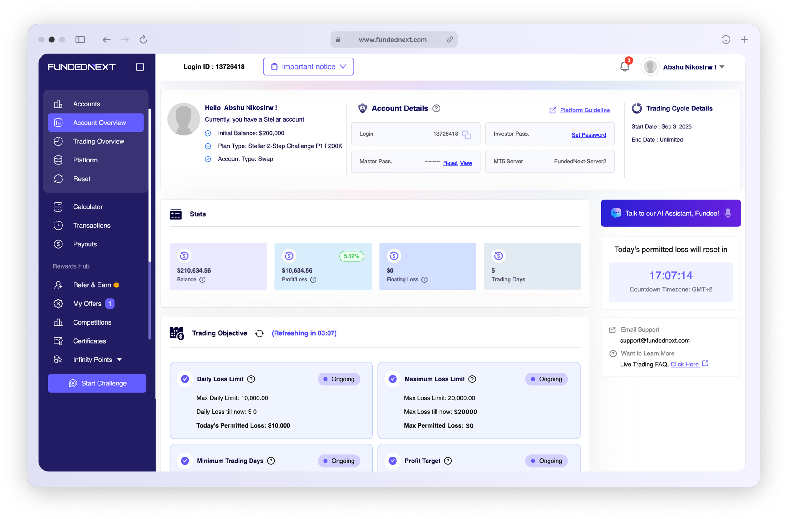 FundedNext Dashboard Review 2026