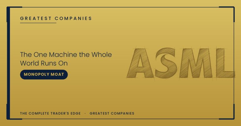 ASML logo sketch on gold — The One Machine the Whole World Runs On — Greatest Companies series