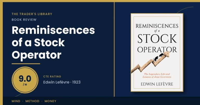 Reminiscences of a Stock Operator by Edwin Lefèvre — book cover with The Trader's Library review rating 9.0/10