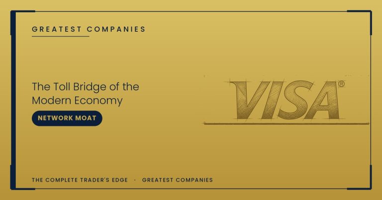 Visa logo sketch on gold — The Toll Bridge of the Modern Economy — Greatest Companies series