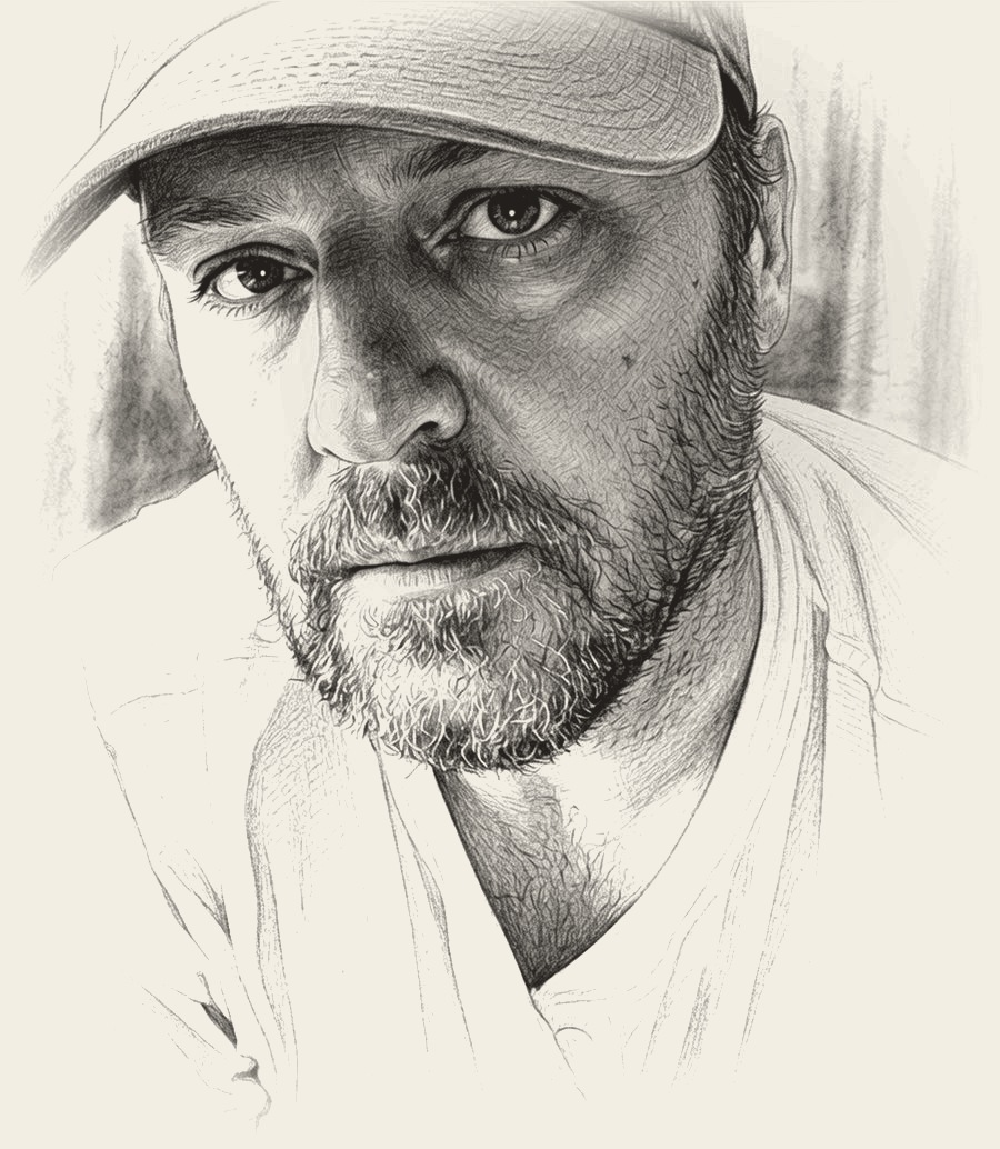 Pencil sketch portrait of Michael J. Huddleston, the Inner Circle Trader