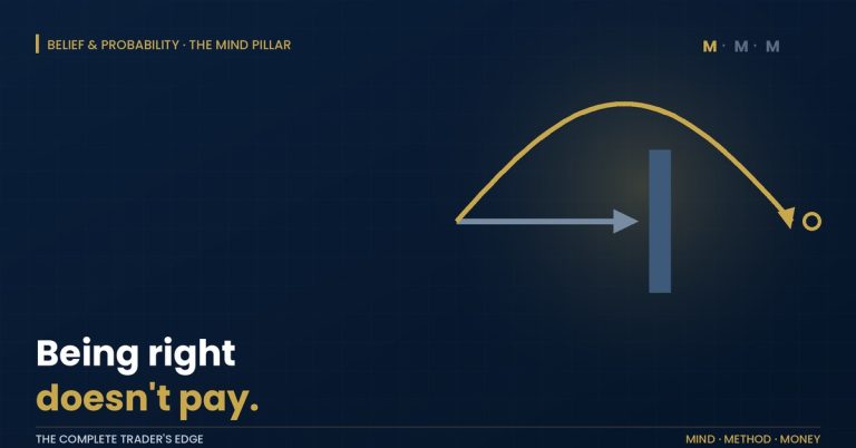 Second-level thinking: first-level arrow stopped by a wall while a second arrow arcs beyond it