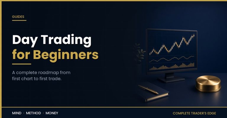 Day trading for beginners: a gold chart on a dark screen, the first roadmap