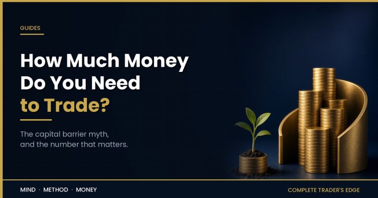 How much money do you need to start trading: gold coin stacks with a seedling growing from the smallest