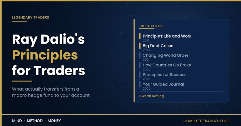 Ray Dalio's Principles for Traders featured image showing his six books ranked for trading value