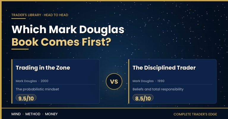 Head to head comparison: Trading in the Zone rated 9.5 out of 10 against The Disciplined Trader rated 8.5, both by Mark Douglas