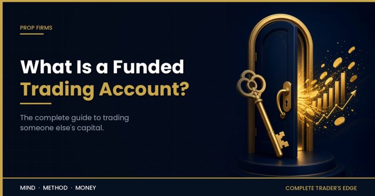 What is a funded trading account: a gold key and account emblem, trading someone else's capital