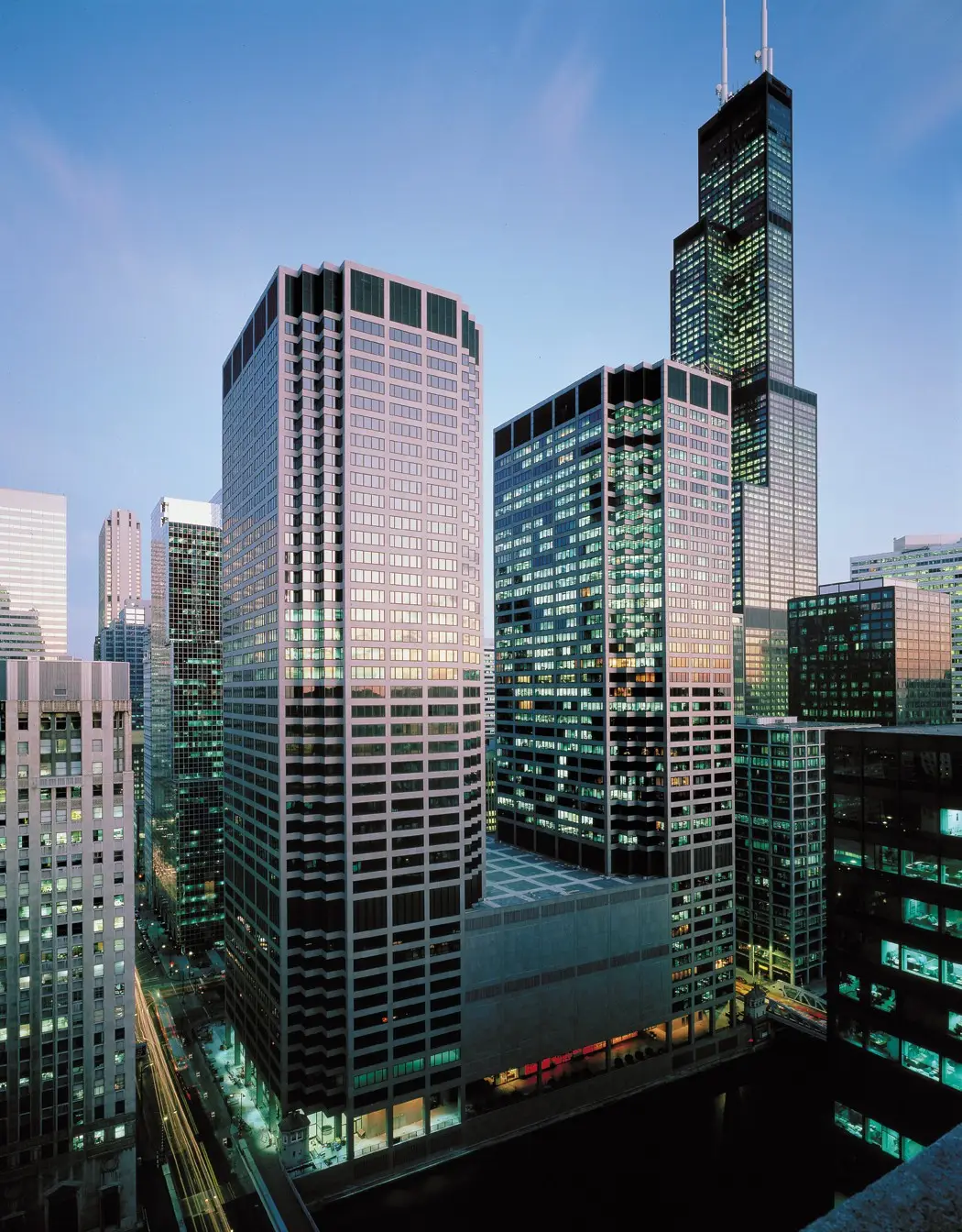 Aerial view of the CME Group building in Chicago, the exchange that lists the E-mini and Micro E-mini futures contracts