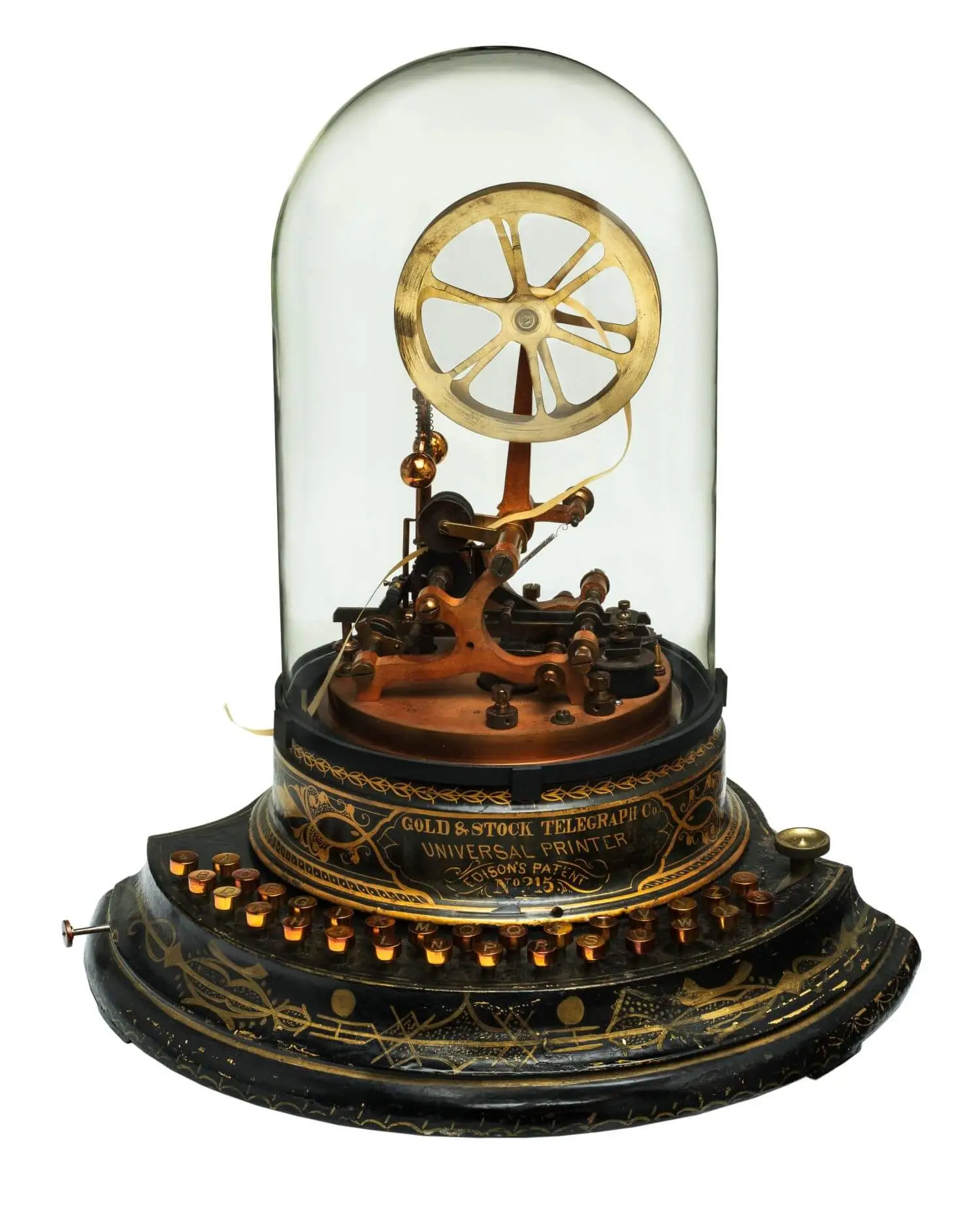 Thomas Edison's stock ticker, the machinery that first carried live market prices beyond the exchange floor