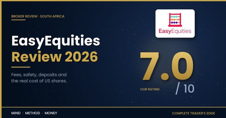 EasyEquities South Africa Review 2026 featured image with the EasyEquities logo and the CTE rating of 7.0 out of 10