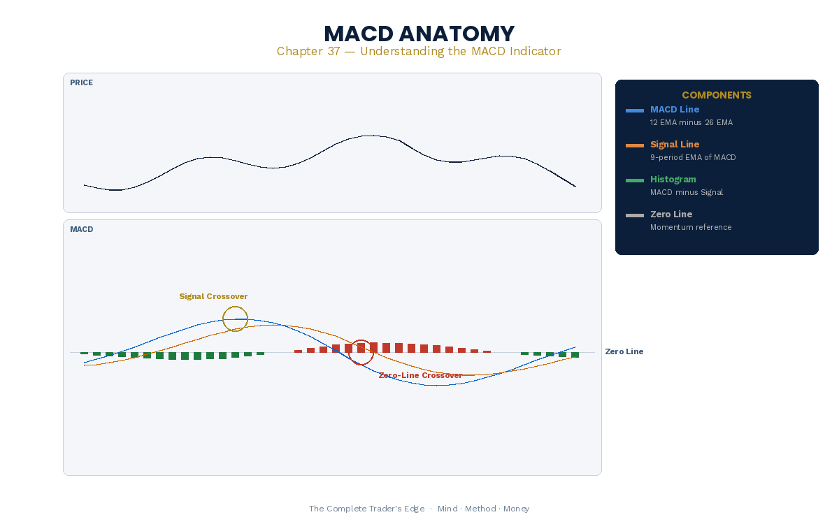 MACD Anatomy - signal line, histogram, zero line
